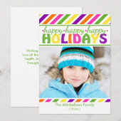 ブライトカラフルストライプズクリスマスフラットカード シーズンカード (正面/裏面)