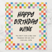 ブライトカラフルチェッカーボードカスタムおもしろい ワインラベル (シングルラベル)