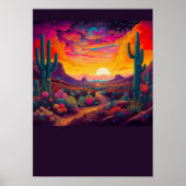 ブライトカラフルデザッサイケデリックトシーンプリント ポスター (正面)