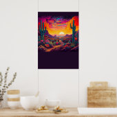 ブライトカラフルデザッサイケデリックトシーンプリント ポスター (キッチン)