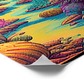 ブライトカラフルデザッサイケデリックトシーンプリント ポスター (角)