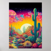 ブライトカラフルデザッサイケデリックトシーンプリント ポスター (正面)