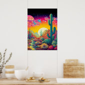 ブライトカラフルデザッサイケデリックトシーンプリント ポスター (キッチン)