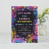 ブライトカラフルネオングローパーティー誕生日 招待状 (スタンド正面)