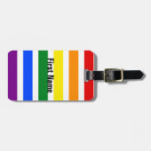 ブライトカラフルハッピーレインボーストライプズ ラゲッジタグ (正面横)