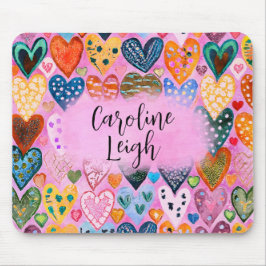 ブライトカラフルハートパーソナライズされたド10代のーム マウスパッド