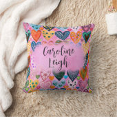 ブライトカラフルハートパーソナライズされた子供部屋 クッション (ブランケット)