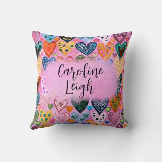 ブライトカラフルハートパーソナライズされた子供部屋 クッション (裏面)