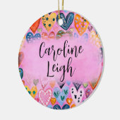 ブライトカラフルハートパーソナライズされた子供部屋 セラミックオーナメント (左)