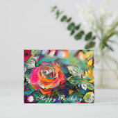ブライトカラフルバラハッピーバースデー ポストカード (スタンド正面)