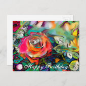 ブライトカラフルバラハッピーバースデー ポストカード (正面/裏面)