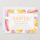 ブライトカラフルパステルピンクイースターエッグ狩り 招待状 (正面)