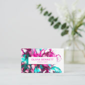 ブライトカラフルピンク抽象芸術大理石アート 名刺 (スタンド正面)