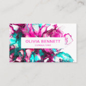 ブライトカラフルピンク抽象芸術大理石アート 名刺 (正面)