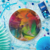 ブライトカラフルフェザーアート ペーパープレート (パーティー)