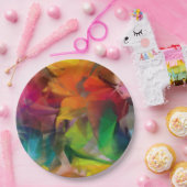 ブライトカラフルフェザーアート ペーパープレート (パーティー)