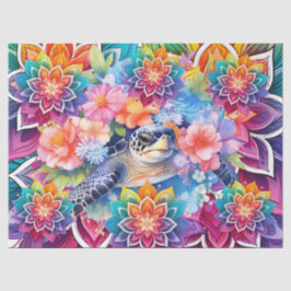 ブライトカラフルフローラウミガメ&マンダラス 薄葉紙