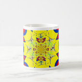 ブライトカラフルフローラダマスクデザインアートプリント コーヒーマグカップ (中央)