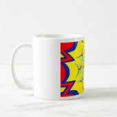 ブライトカラフルフローラダマスクデザインアートプリント コーヒーマグカップ (左)