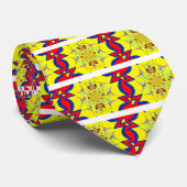 ブライトカラフルフローラダマスクデザインアートプリント ネクタイ (ロール)