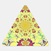ブライトカラフルフローラダマスクデザインアートプリント 三角形シール (正面)