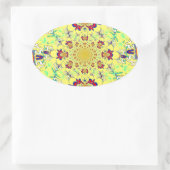 ブライトカラフルフローラダマスクデザインアートプリント 楕円形シール (バッグ)