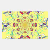 ブライトカラフルフローラダマスクデザインアートプリント 長方形シール (正面)