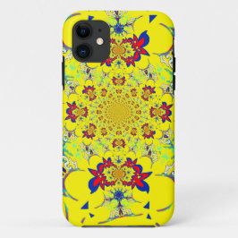 ブライトカラフルフローラダマスクデザインアートプリント iPhone 11 ケース