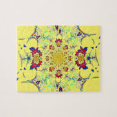 ブライトカラフルフローラダマスクデザイン ジグソーパズル (横)