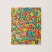 ブライトカラフルフローラ開花ガーデンファインアート ジグソーパズル (縦)