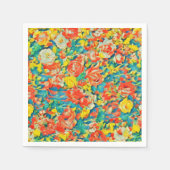 ブライトカラフルフローラ開花ガーデンファインアート スタンダードカクテルナプキン (正面)
