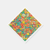 ブライトカラフルフローラ開花ガーデンファインアート スタンダードカクテルナプキン (角)