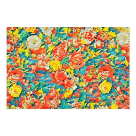 ブライトカラフルフローラ開花ガーデンファインアート フォトプリント            (正面)