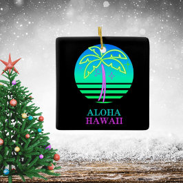 ブライトカラフルブアートルーハワイアン セラミックオーナメント