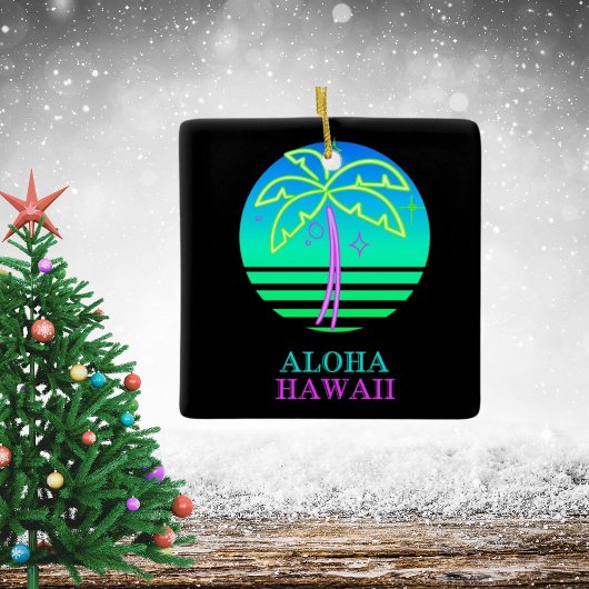 ブライトカラフルブアートルーハワイアン セラミックオーナメント