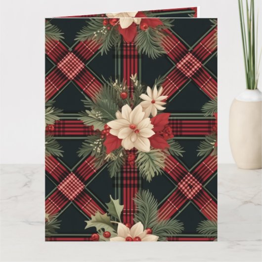 ブライトカラフルプレイドハッピーバースデーギフトラベル カード (正面)