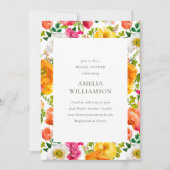 ブライトカラフルポピーフローラ開花ブライダルシャワー 招待状 (正面)