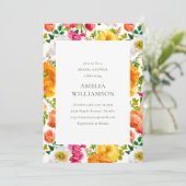 ブライトカラフルポピーフローラ開花ブライダルシャワー 招待状 (スタンド正面)