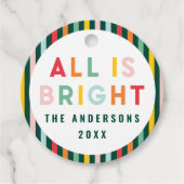 ブライトカラフルモダンクリスマスファミリースクエアスティ フェイバータグ (正面)