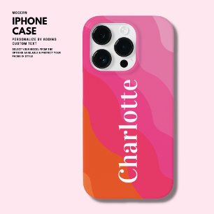 ブライトカラフルモノグラムモダンピンクオレンジレトロ Case-Mate iPhone 14 PROケース