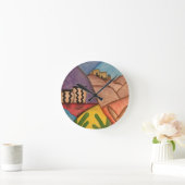 ブライトカラフルレインボーアリゾナフォークアート ラウンド壁時計 (ホーム)