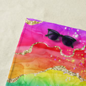 ブライトカラフルレインボーグリッター金ゴールドゲート ビーチタオル (インサイチュ)