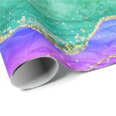 ブライトカラフルレインボーグリッター金ゴールドゲート ラッピングペーパー (ロールコーナー)