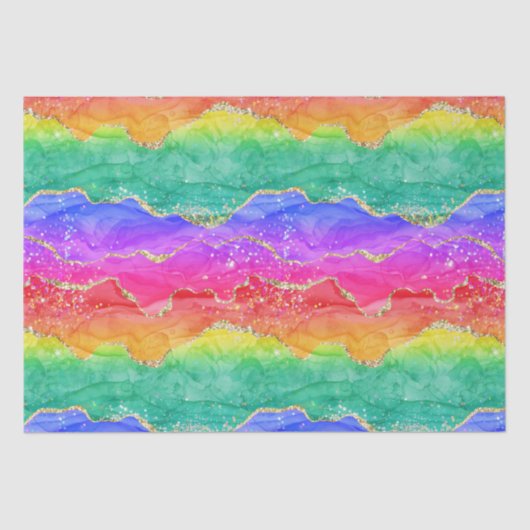 ブライトカラフルレインボーグリッター金ゴールドゲート 薄葉紙 (正面)