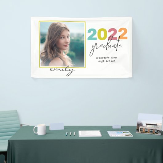 ブライトカラフルレタリング大学院写真と名前 横断幕 (トレードショー)