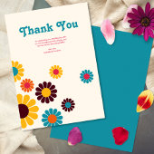 ブライトカラフルレトロデイジー結婚ズ サンキューカード