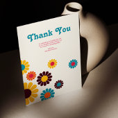 ブライトカラフルレトロデイジー結婚ズ サンキューカード