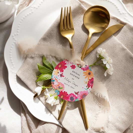 ブライトカラフルワイルドフラワーブライダルシャワー フェイバータグ