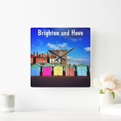 ブライトカラフルンアンドホーヴサマービーチハッツ スクエア壁時計 (ホーム)