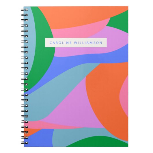 ブライトカラフル抽象芸術アパーソナライズされたート名 ノートブック (正面)